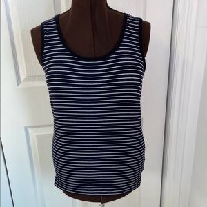 2 for $25 - Denver Hayes Ribbed Pima Cotton Spandex Tank Top in Navy & White, XL